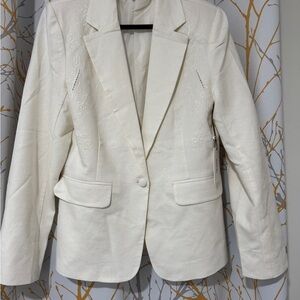 Elegant Cream Embroidered Women's Blazer